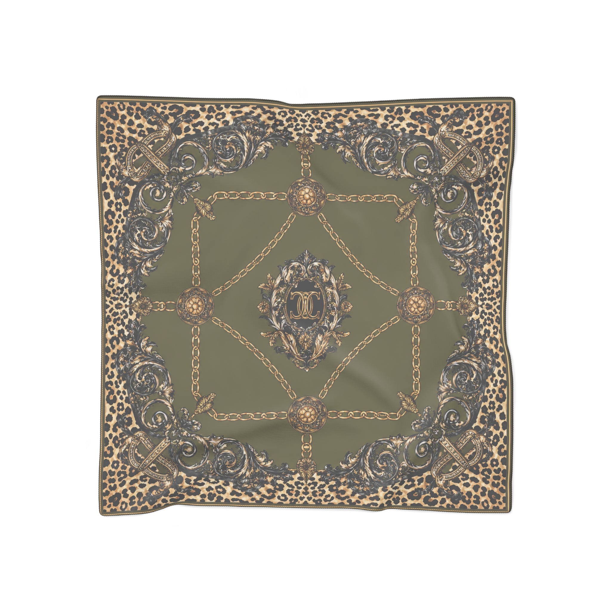 Duchess of Chateaufort Olive Leopard Baroque Scarf