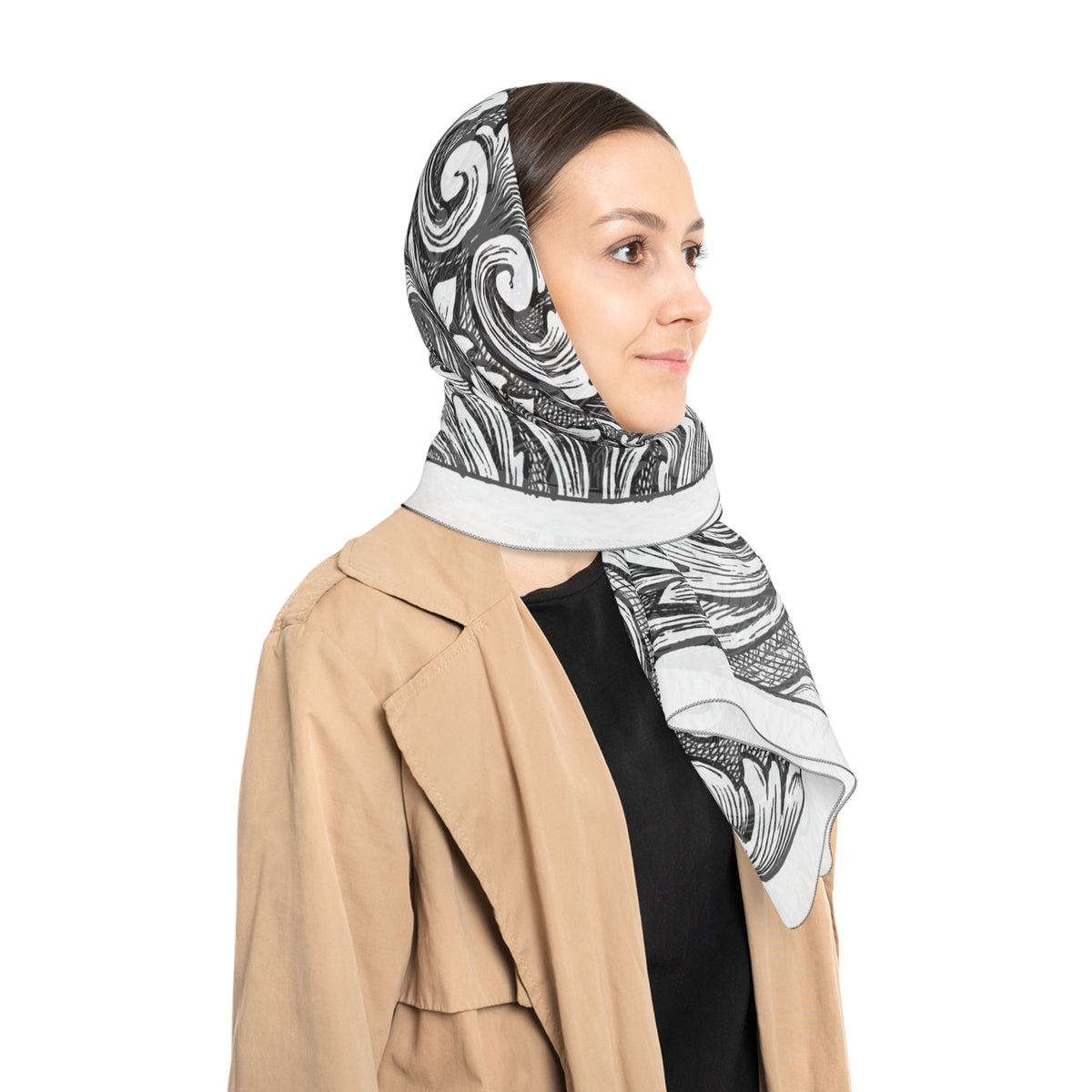 Casaubon - Noir Damask Medallion Scarf