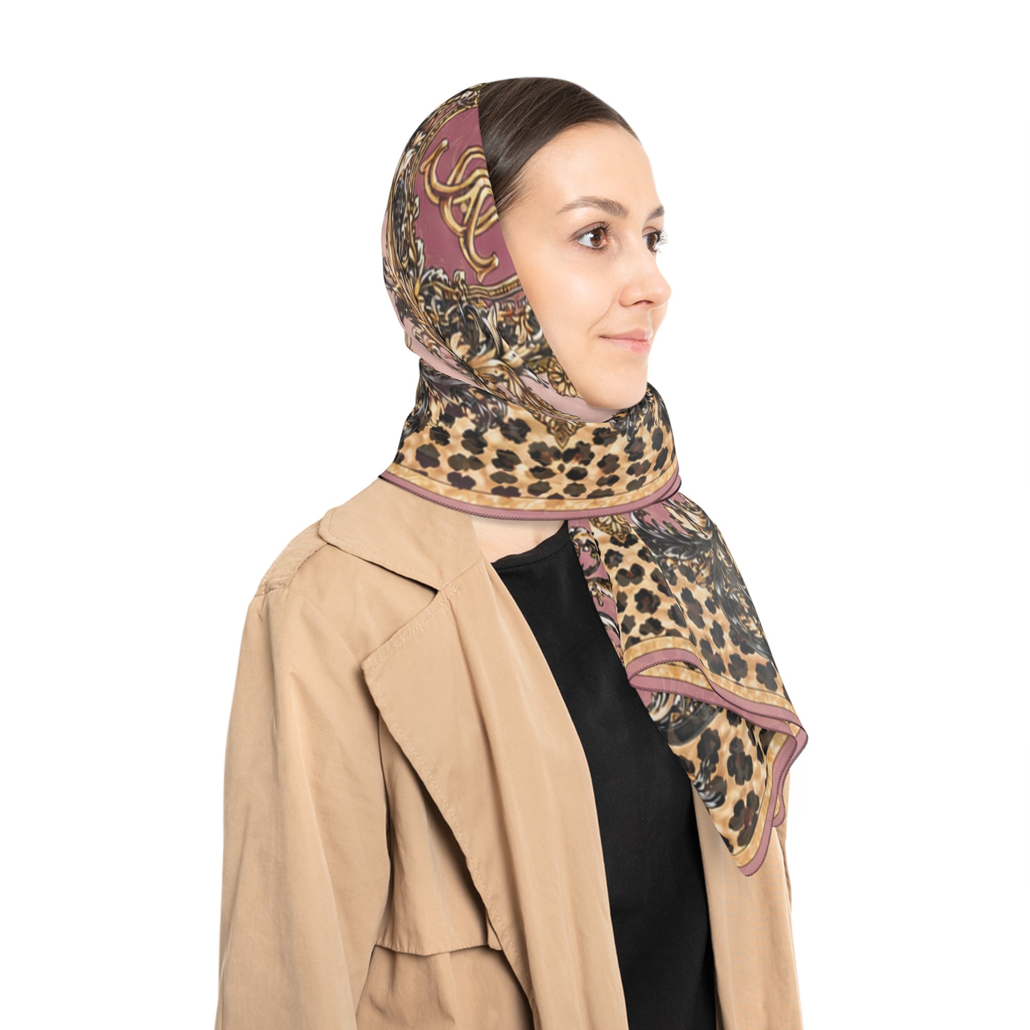 Duchess of Chateaufort Rose Leopard Baroque Scarf
