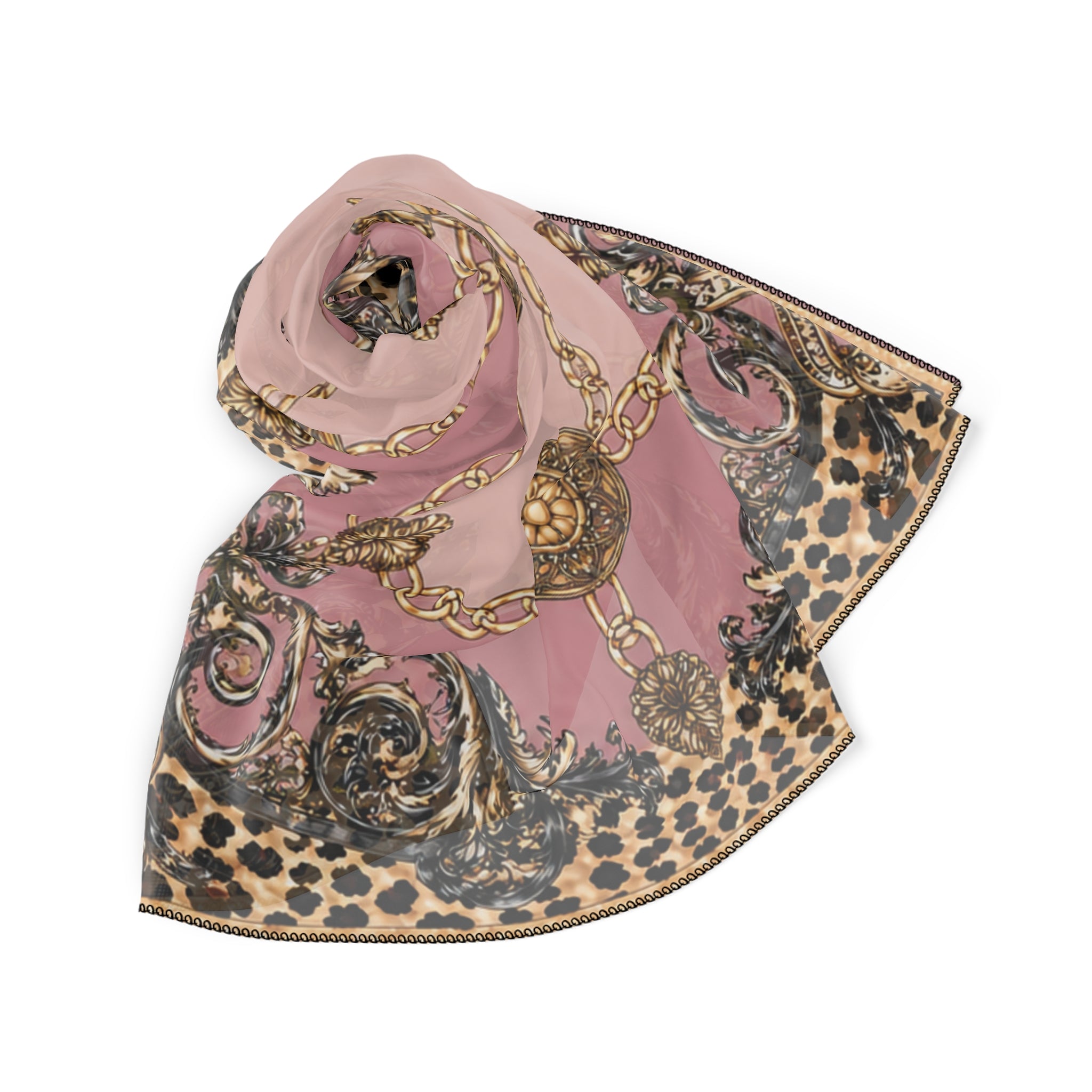Duchess of Chateaufort Rose Leopard Baroque Scarf