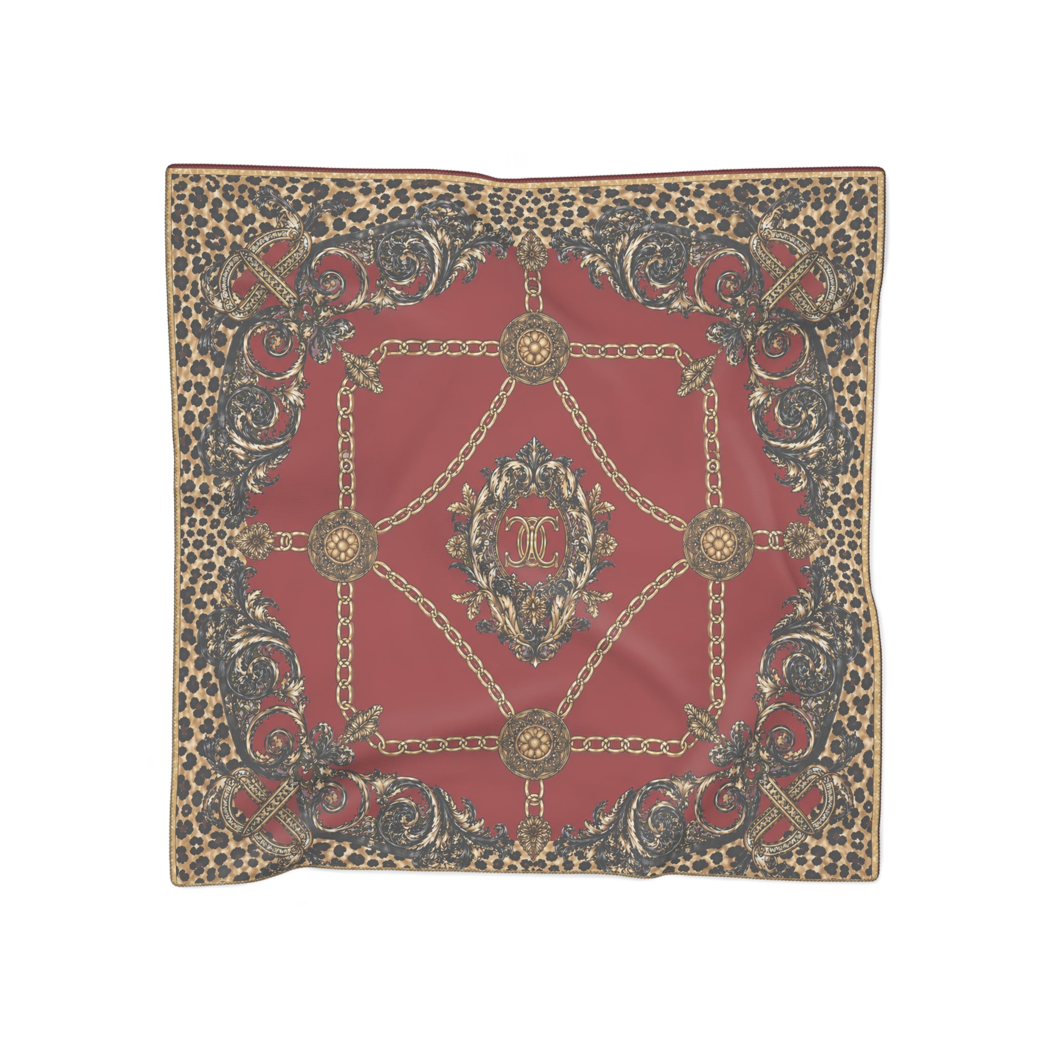 Duchess of Chateaufort Crimson Leopard Baroque Scarf