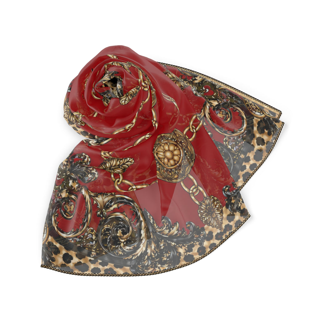 Duchess of Chateaufort Crimson Leopard Baroque Scarf
