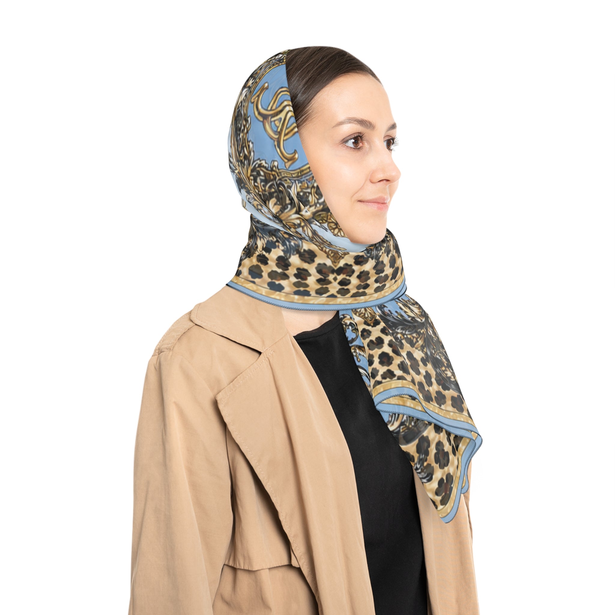Duchess of Chateaufort Sky Leopard Baroque Scarf