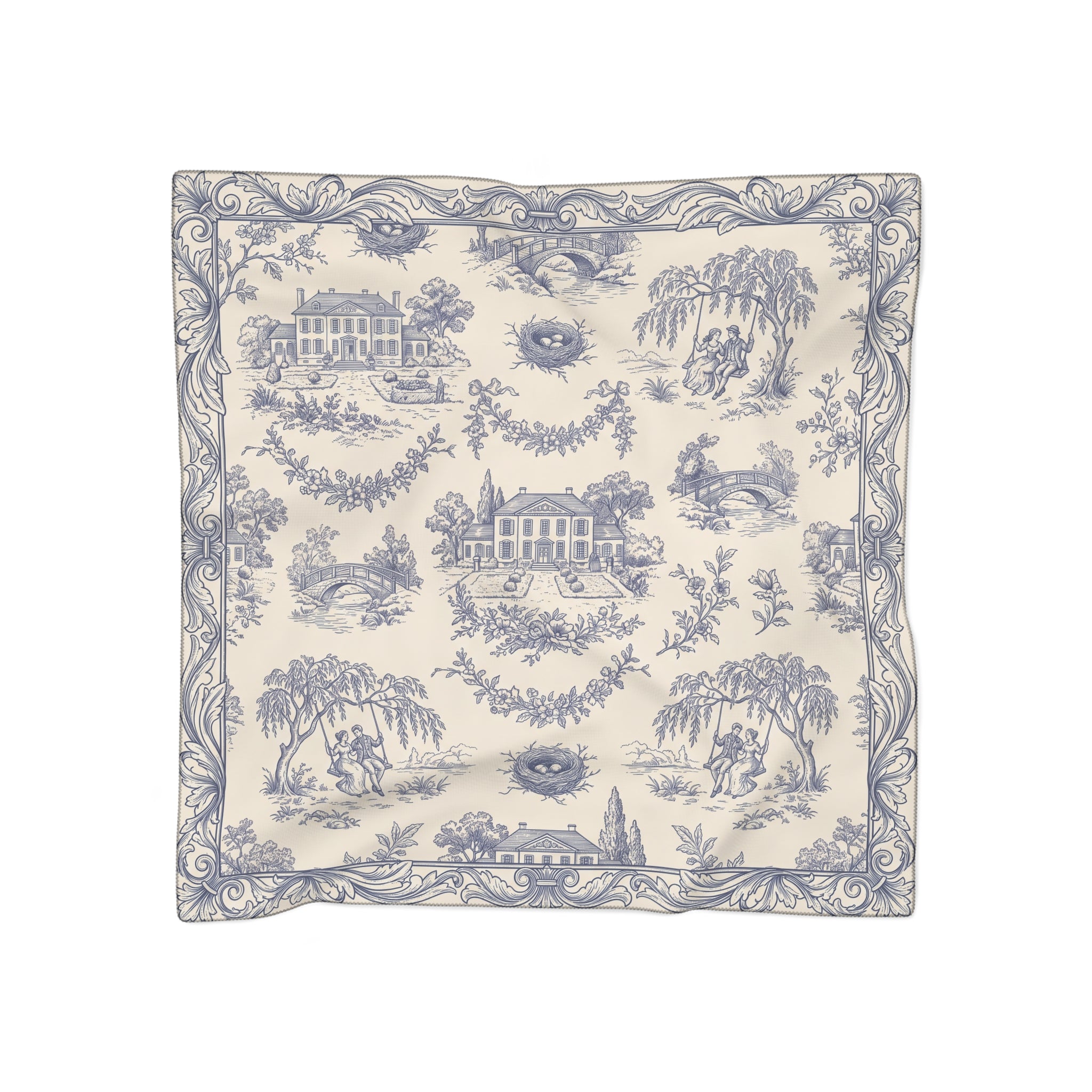 Beaulieu - Navy Toile Garden Scarf