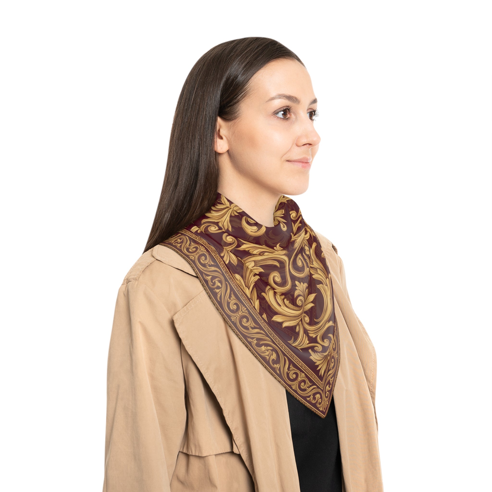 Delacour - Burgundy Damask Royale Scarf