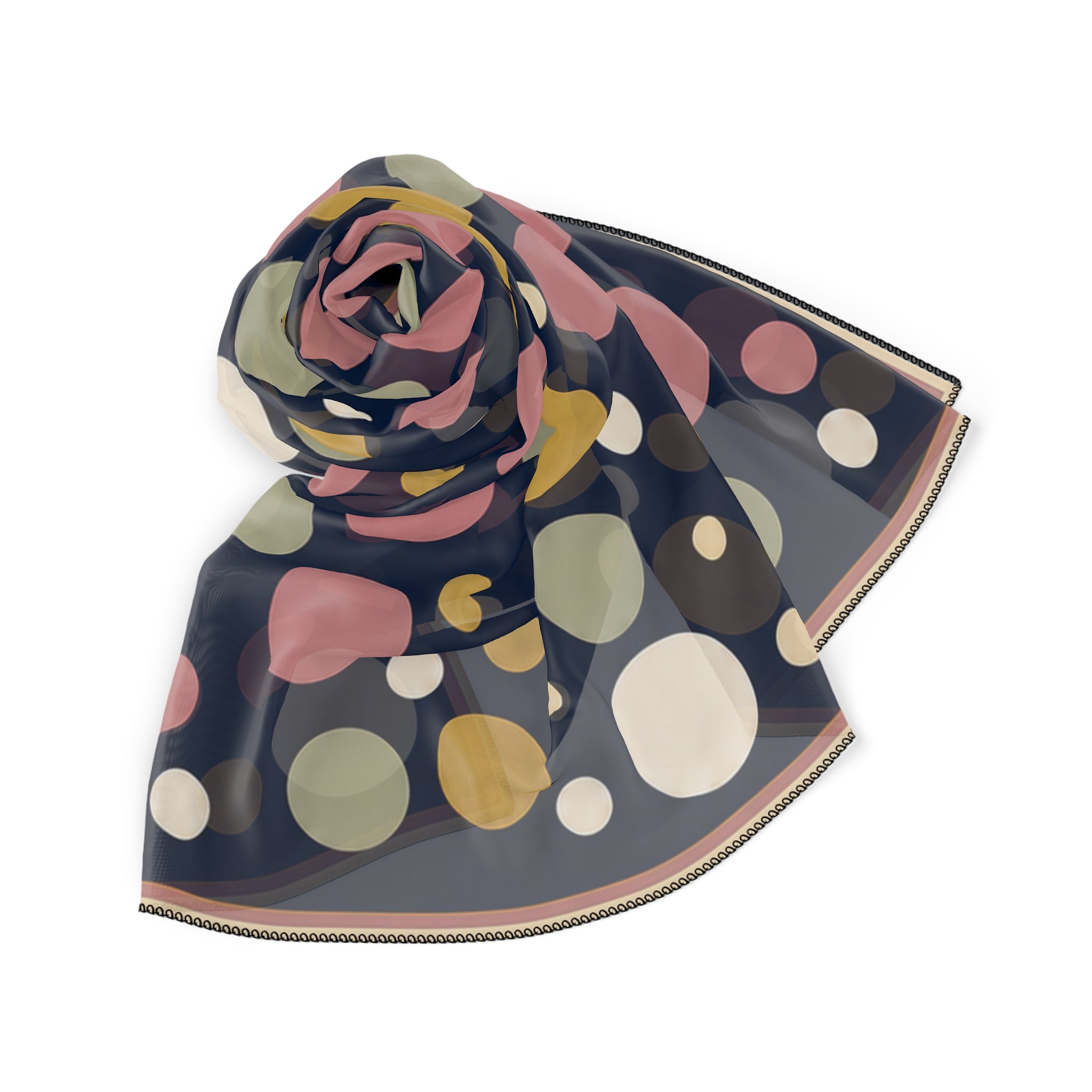 Countess of Valois Navy Rose Polka Dot Scarf