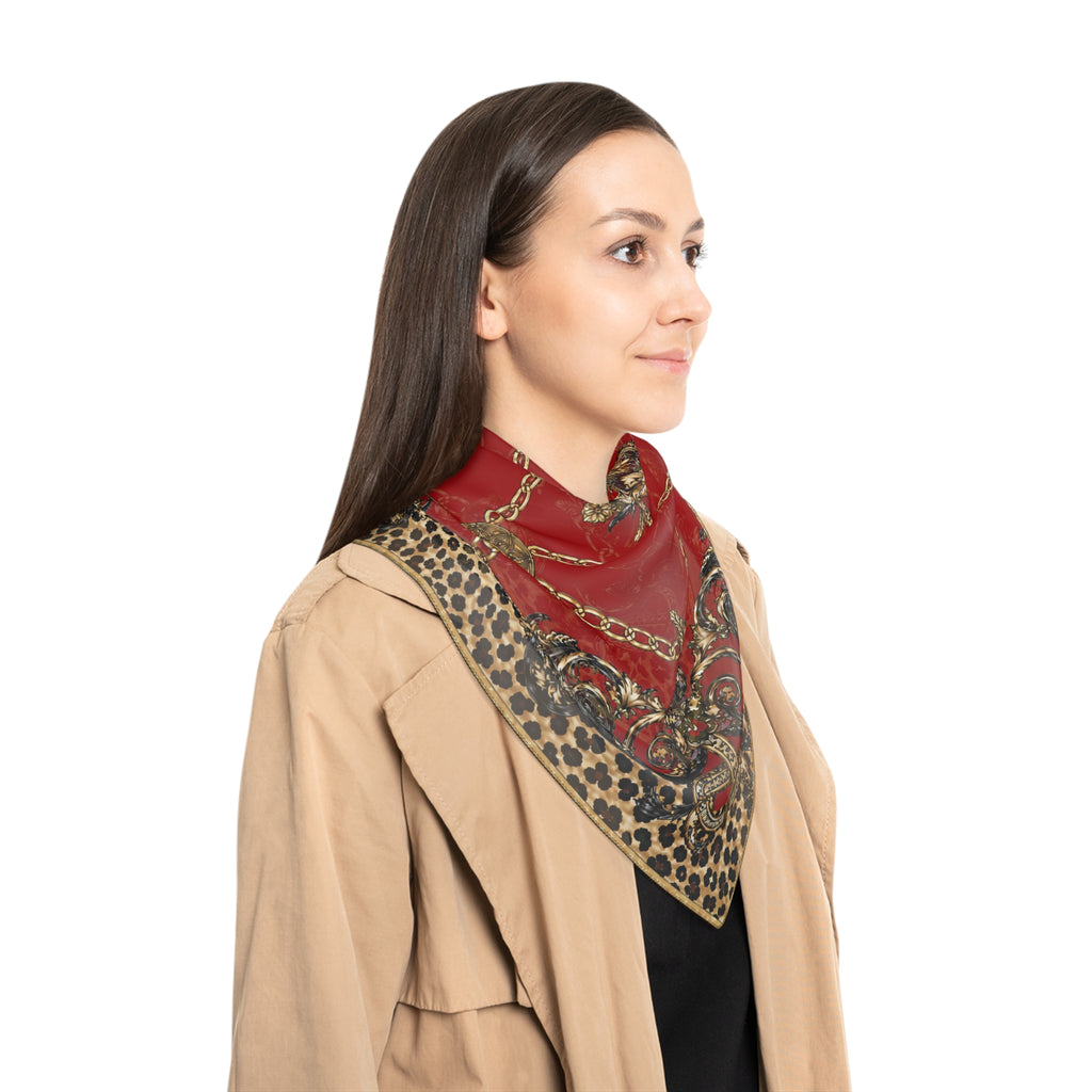Duchess of Chateaufort Crimson Leopard Baroque Scarf