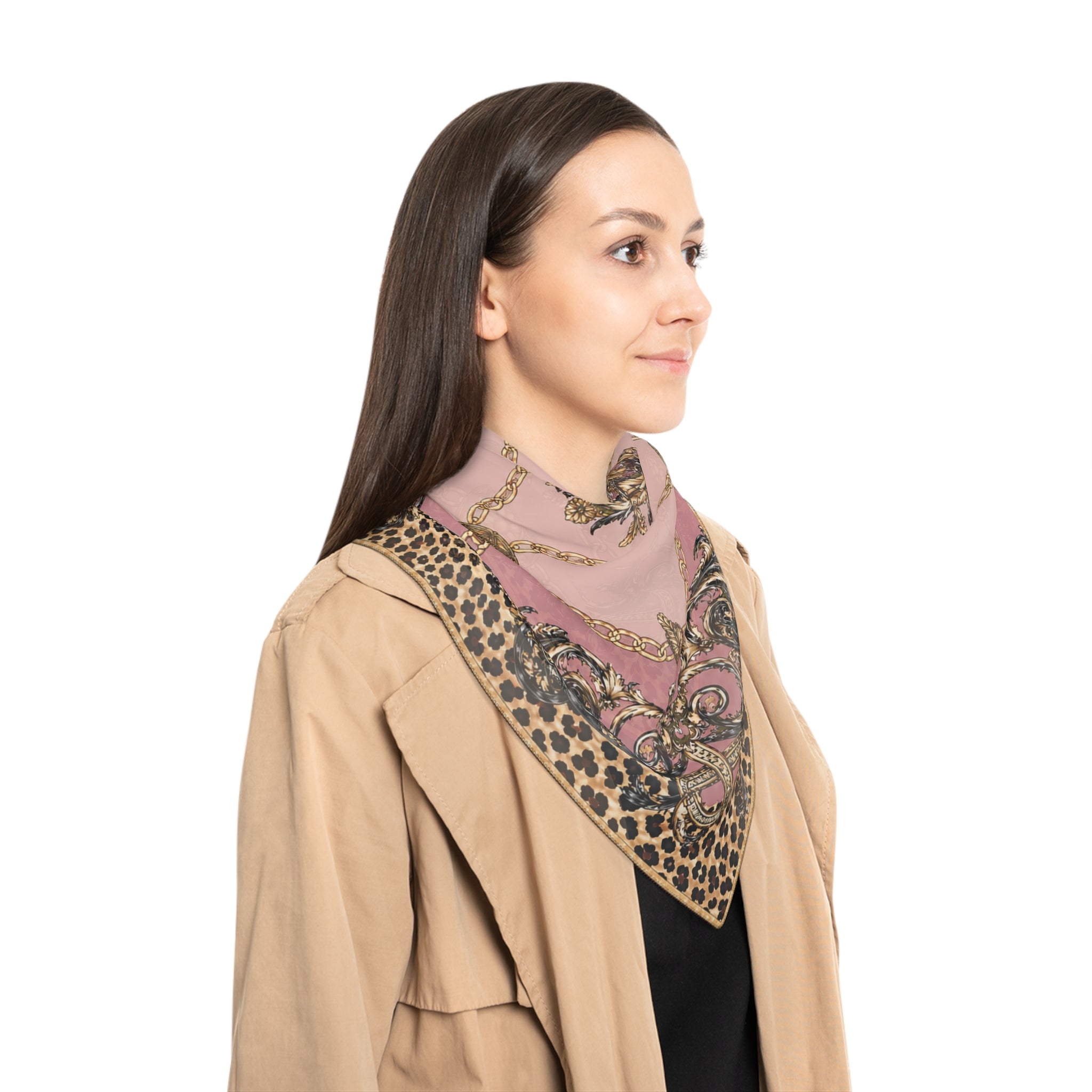 Duchess of Chateaufort Rose Leopard Baroque Scarf