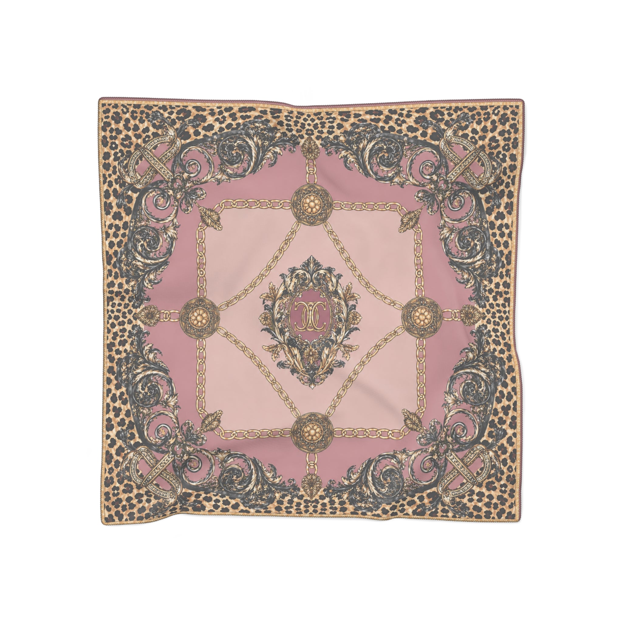 Duchess of Chateaufort Rose Leopard Baroque Scarf