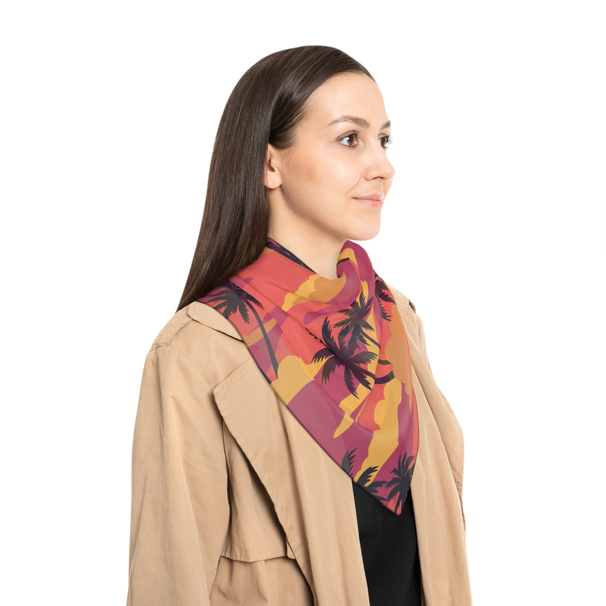 Marisol - Coral Sunset Palms Scarf