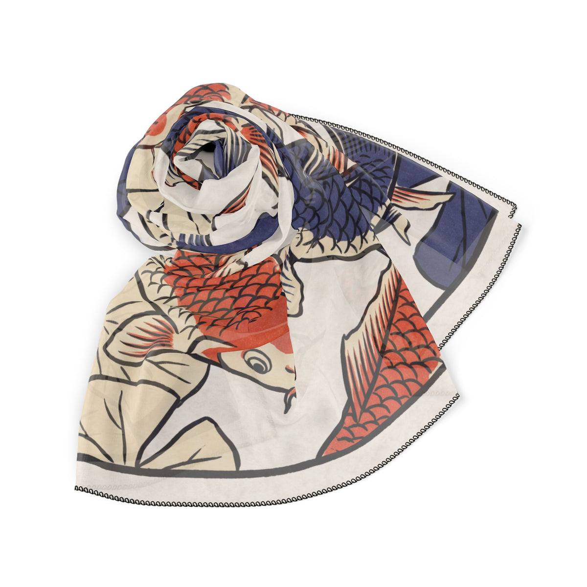 Fujinami - Koi Pond Ukiyo-e Scarf