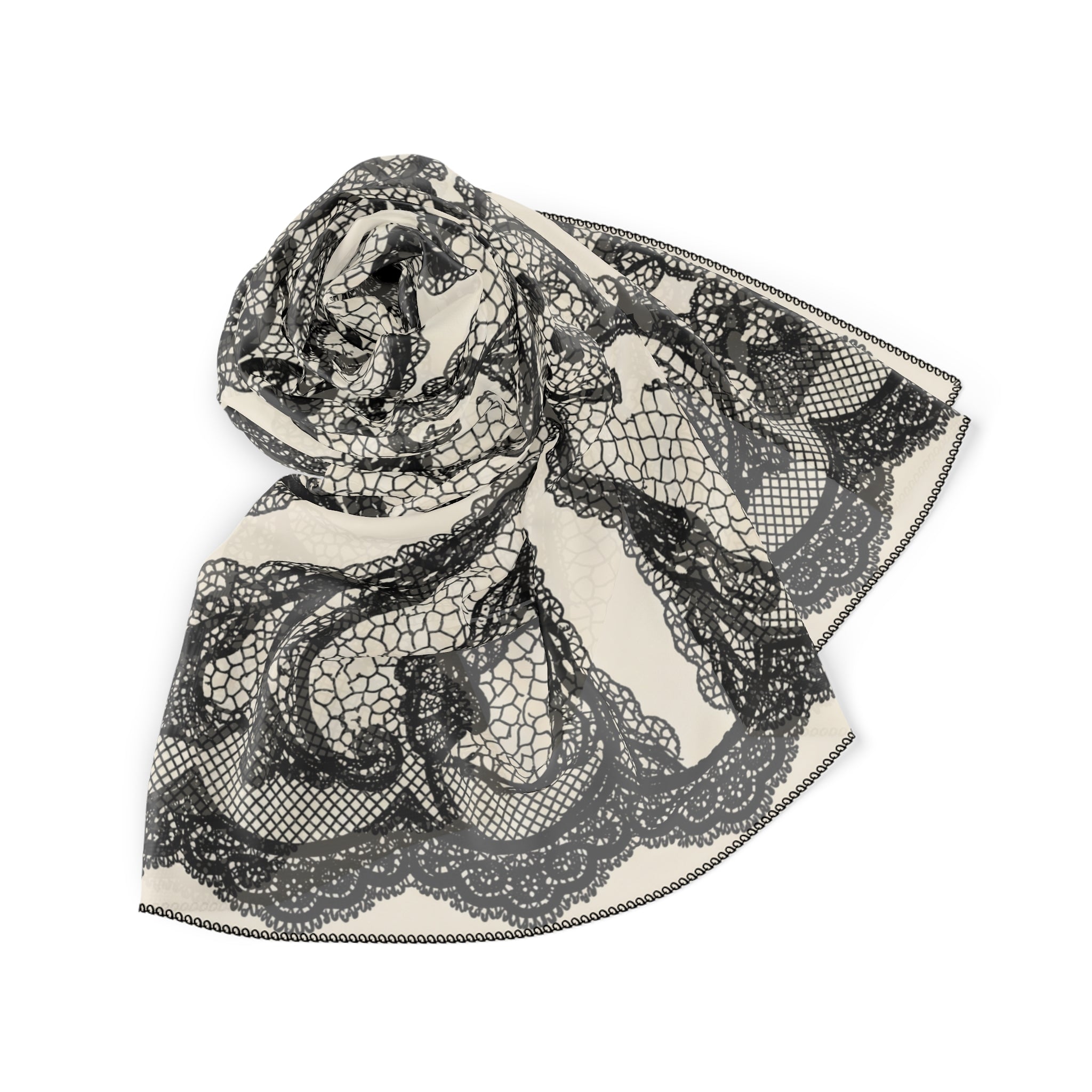 Alençon - Noir Lace Medallion Scarf