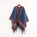 Figueroa - Geometric Border Indigo Blue Poncho