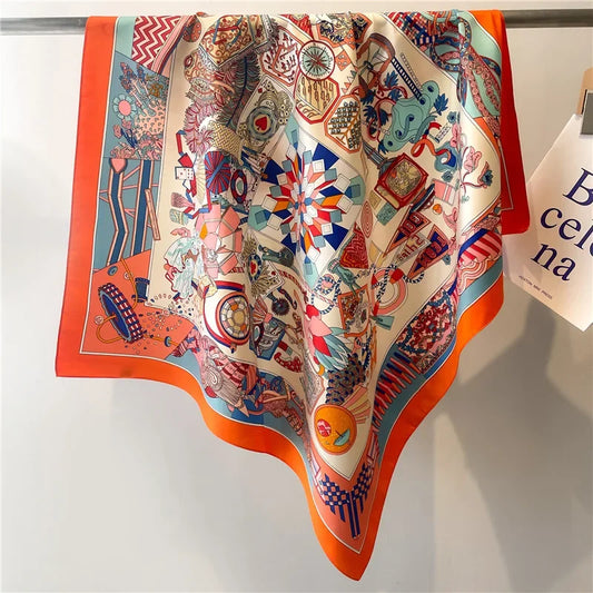 Dampierre - Geometric Odyssey Scarf – Orange Edition