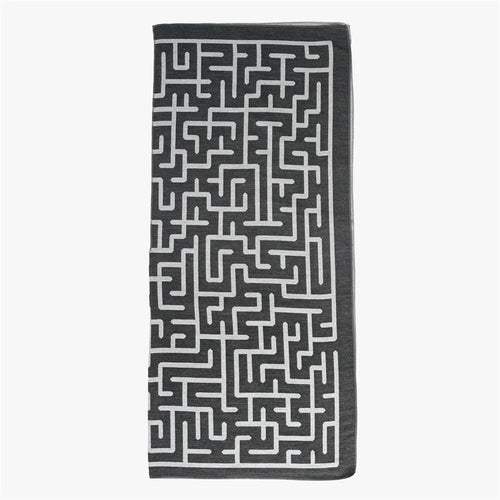 Borbón - Monochrome Labyrinth Poncho – Bold Balance in Black and Light Grey