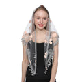 Quiroga Mantilla – Sheer Lace with Peach Floral Embroidery