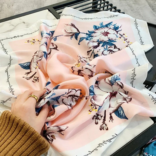 Grosvenor - Magnolia Dream Scarf – Soft Pink & White