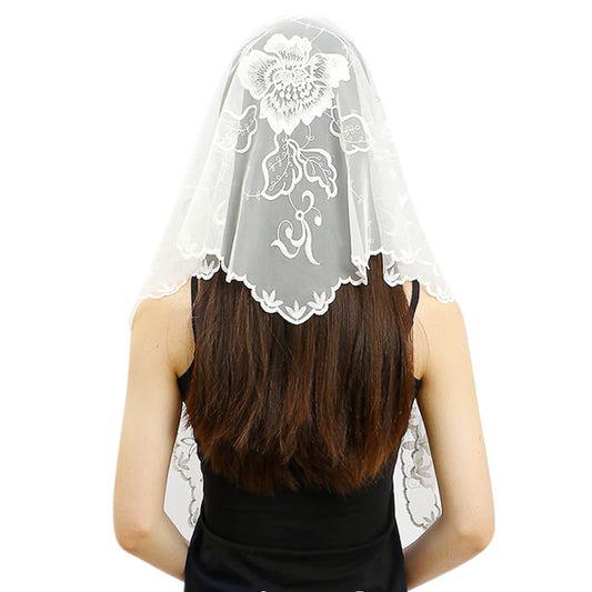 Galavís Mantilla – White Lace with Large Floral Design