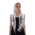 Zabala Mantilla – White Floral Lace with Beaded Trim