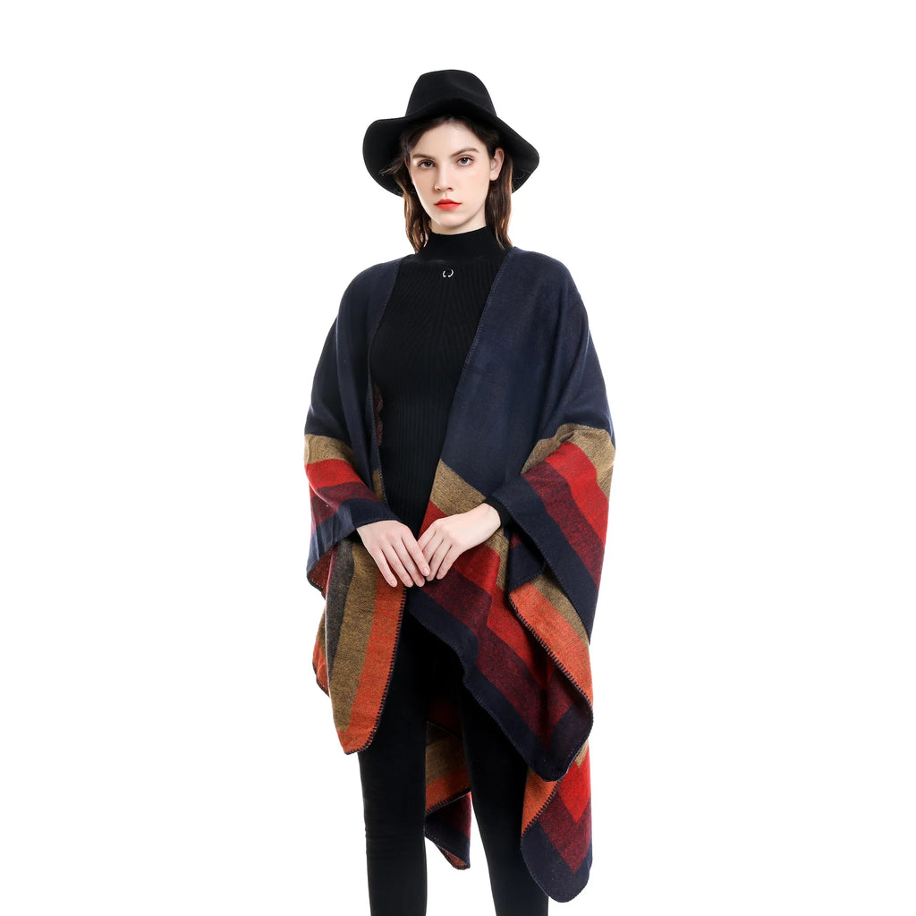 Cortés - Autumn Ember Stripe Poncho