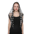 Gavilán Mantilla – Black with White Floral Embroidery