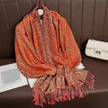 Chantilly - Sunset Orange Paisley Shawl