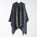 Borbón - Twilight Maze Poncho – Calm Complexity in Indigo and Grey