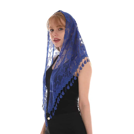 Ledesma Mantilla – Royal Blue Lace with Teardrop Edge