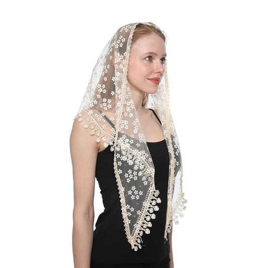 Gavilán Mantilla – Ivory Lace with Floral Embroidery and Trim