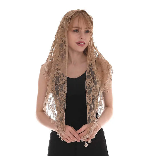 Ledesma Mantilla – Golden Lace with Drop Trim