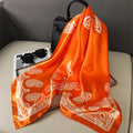 Ulloa - Tangerine Paisley Square Scarf