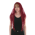 Tejada Mantilla – Deep Red Floral Lace with Teardrop Trim