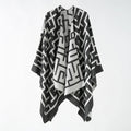 Borbón - Monochrome Labyrinth Poncho – Bold Balance in Black and Light Grey